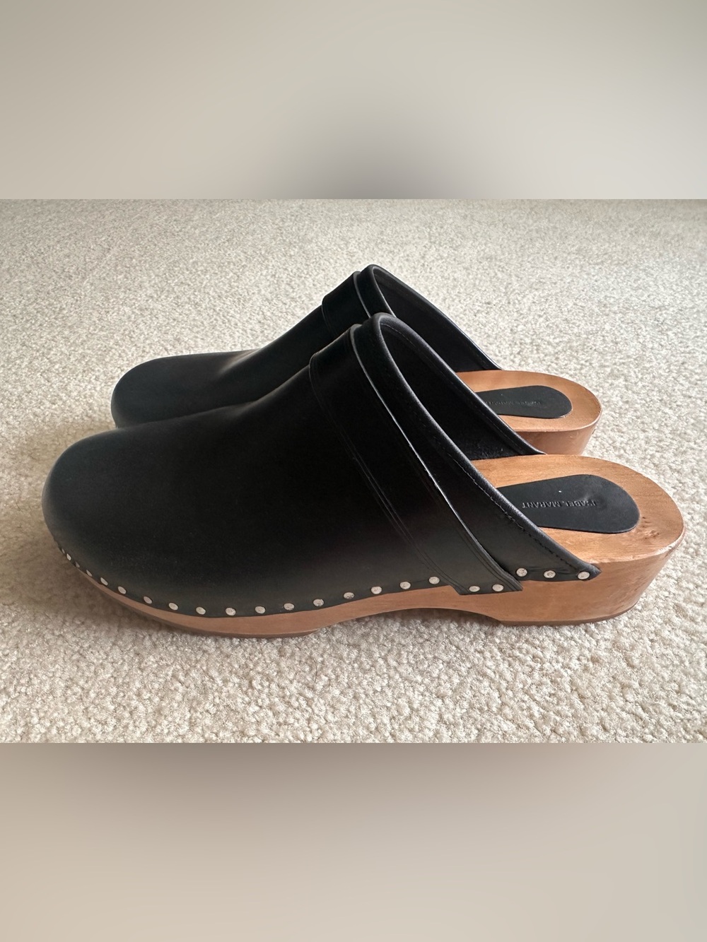 Isabel Marant Black Thalie Leather studded clogs, mules